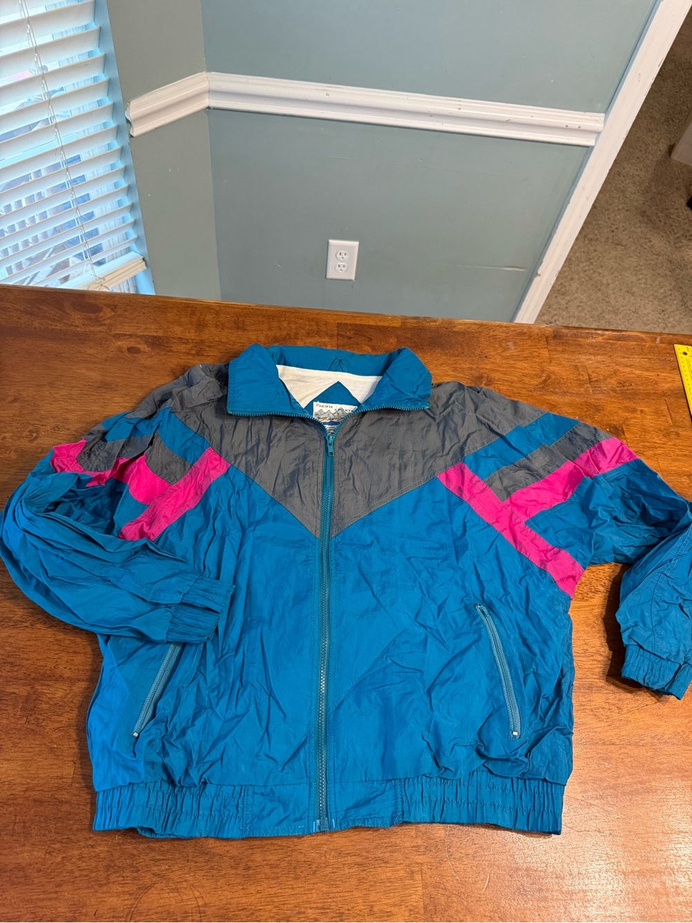 Vintage 90s Pacific Sports Colorblock Windbreaker Jacket XL Teal Pink Gorpcore